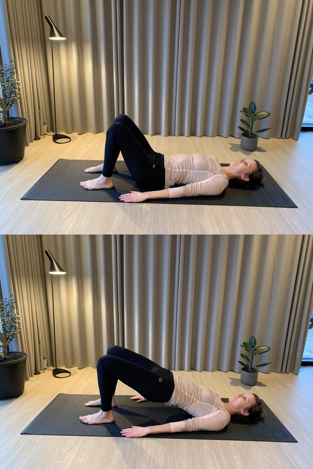 øvelse til delte mavemuskler bækkenløft