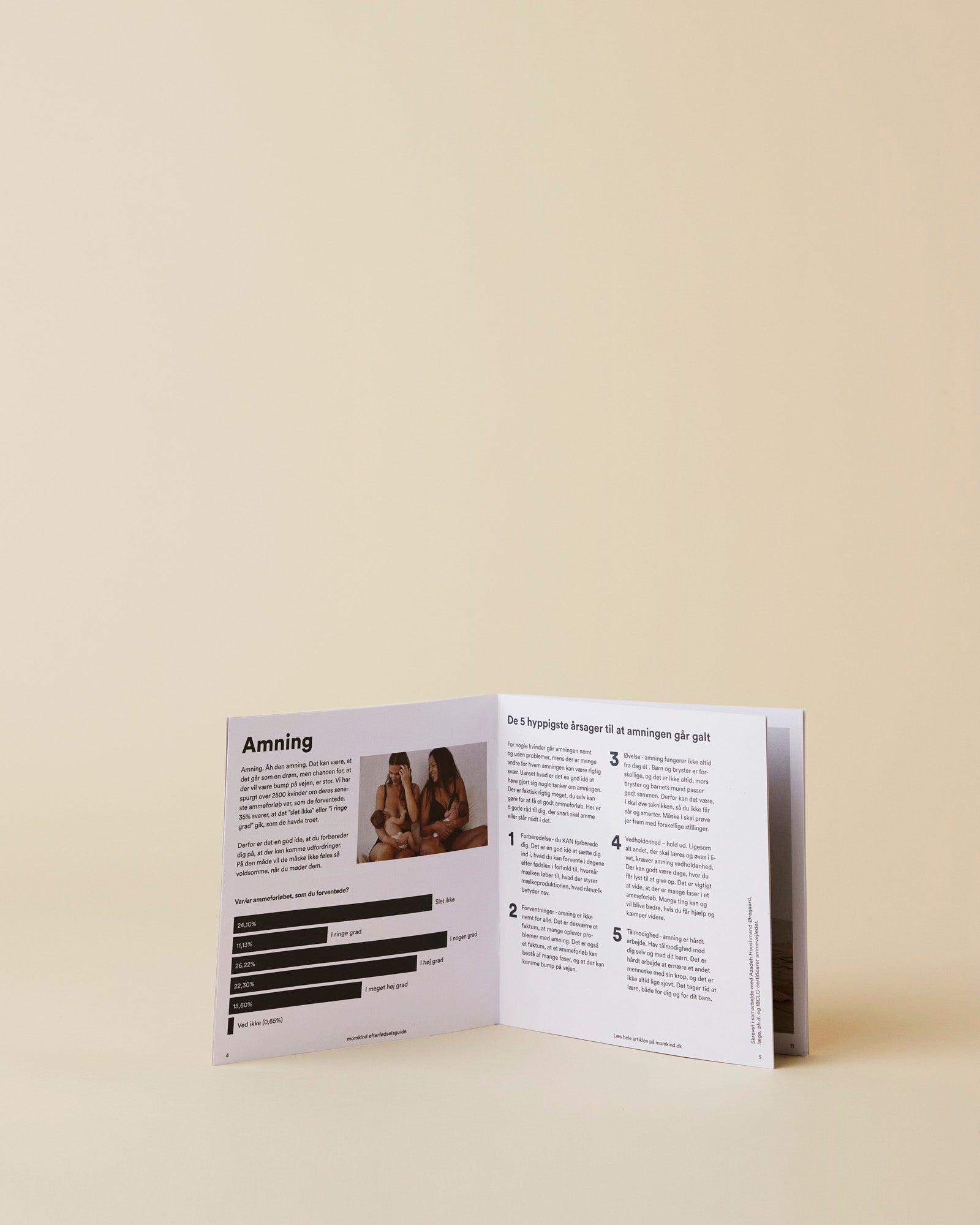Billedet viser den åbne ammeguide som skriver om amning og hyppige årsager til amningen går galt.