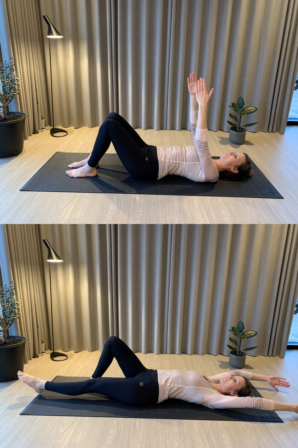 øvelse til delte mavemuskler stræk ben med kerneaktivering del 2