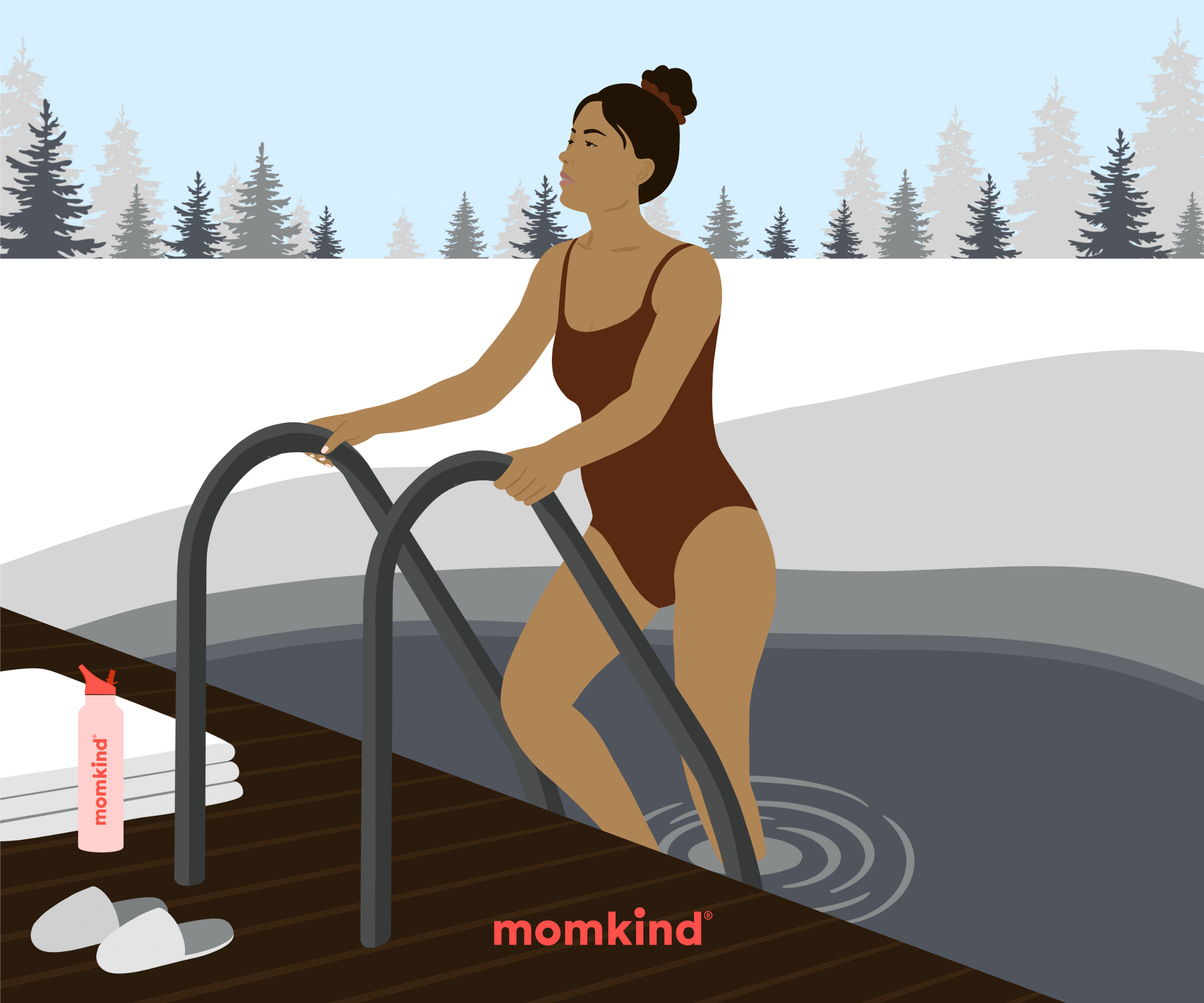 må man vinterbade som gravid illustration af kvinde der vinterbader